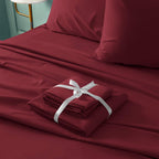 Bysure 6 Pieces Bed Sheets Set(Full, Burgundy) - Hotel Luxury Super Soft 1800 Thread Count 100% Microfiber Sheets With Deep Pock
