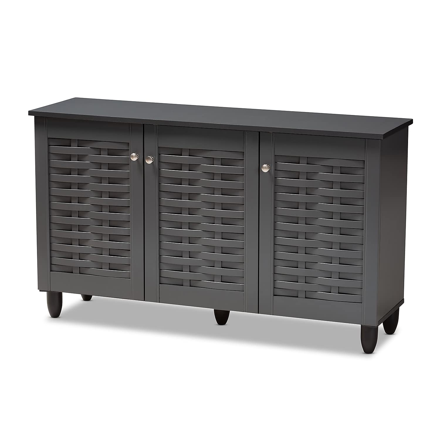 Baxton Studio Winda 3-Door Shoe Storage Cabinet, Dark Gray (152-9167-HiT)