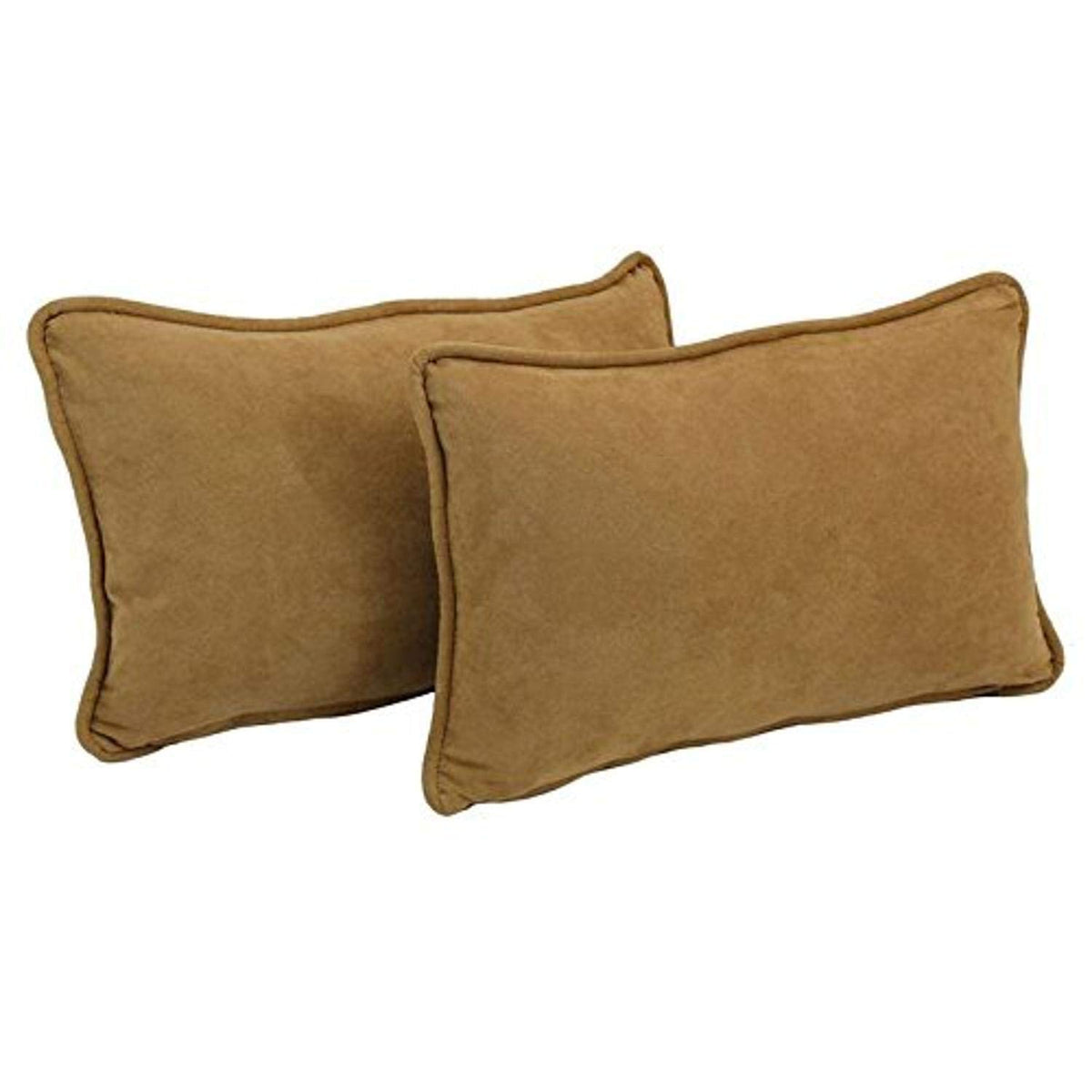 Blazing Needles Corded Solid Microsuede Rectangular Throw Pillows with Inserts (Set of 2), 20&quot; by 12&quot;, Camel