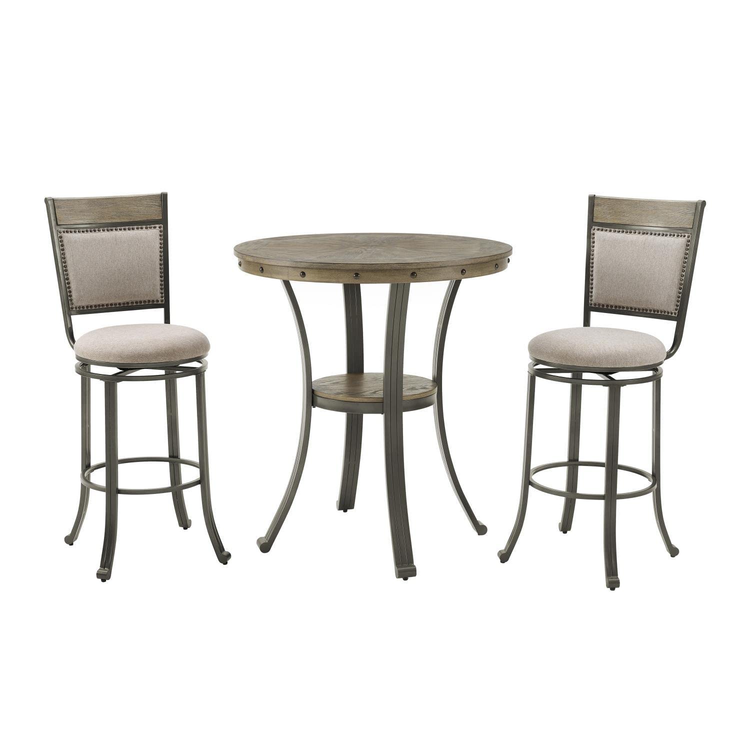 Powell Furniture Franklin 3 Piece Pub Set Pewter