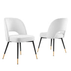 Modway Rouse Upholstered Velvet Side, 2 Pcs - Dining Chairs, White