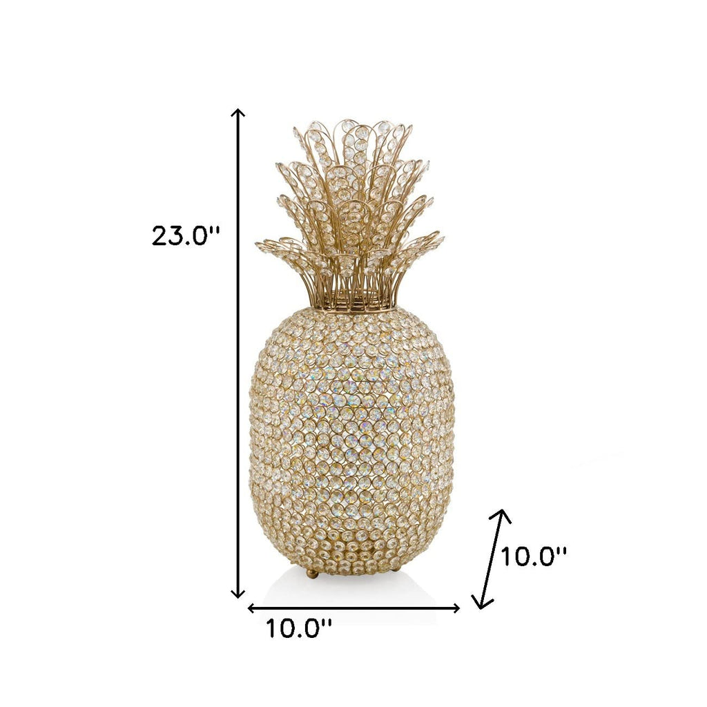 HomeRoots Gold/Clear 23' Glam Bling Faux Crystal and Gold Pineapple