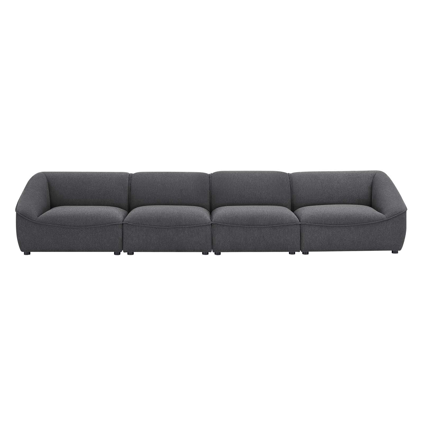 Modway Comprise Fabric Upholstered Sectional, 4-Piece Sofa, Charcoal