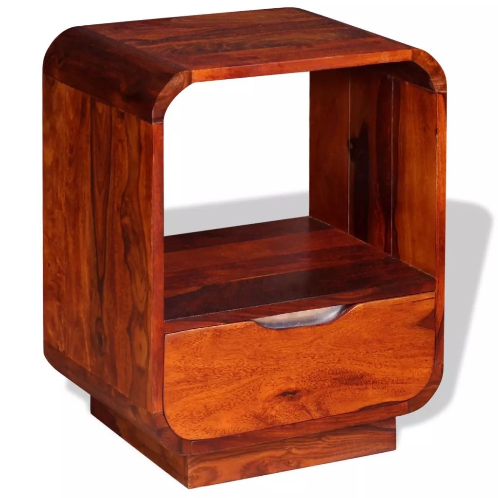 vidaXL Nightstand with Drawer Solid Sheesham Wood 15.7&quot;x11.8&quot;x19.7&quot;