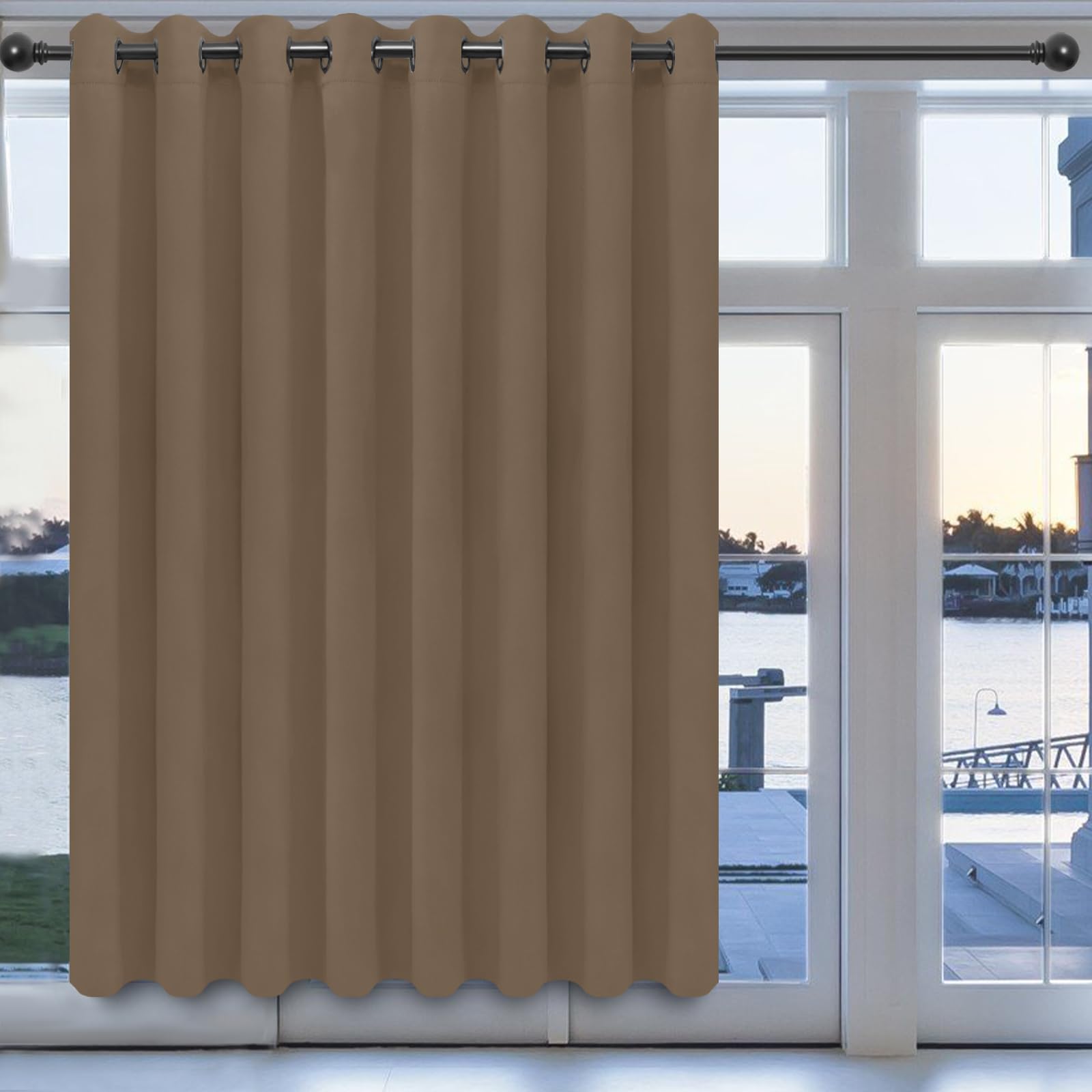 Easy-Going Blackout Door Curtains For Bedroom, Solid Thermal Insulated Grommet And Noise Reduction Window Drapes, Room Darkening Curtains For Living Room, 1 Panel (100X84 In, Camel)