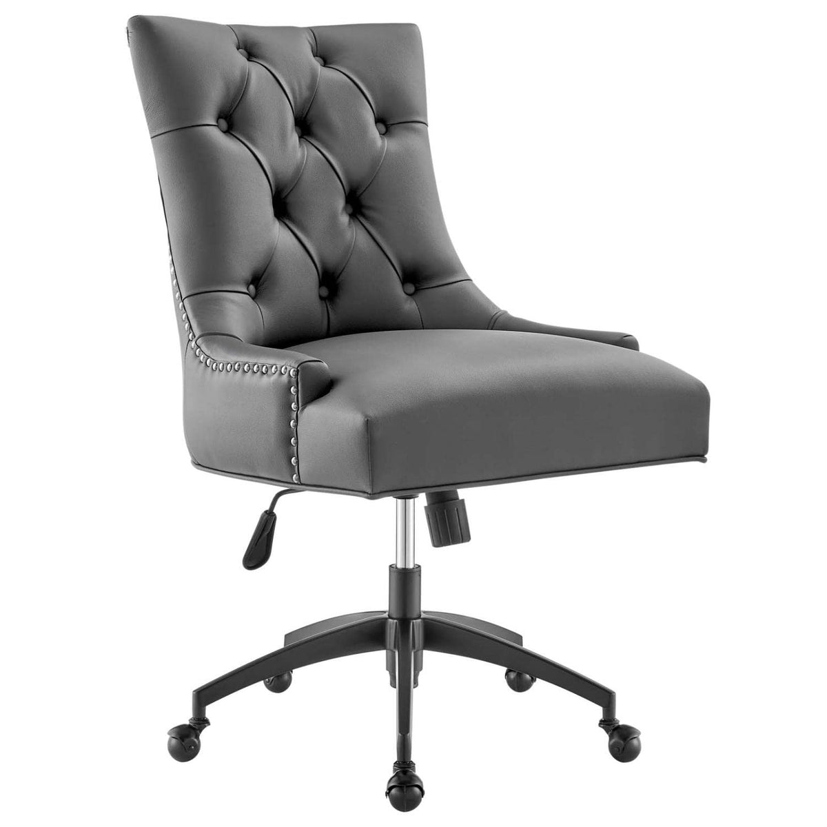 Modway Regent Tufted Vegan Leather Swivel Office Chair, Black Gray