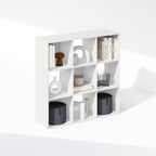 Furinno Pelli Cubic Storage Cabinet, Bookcase, Bookshelf, 9-Cube, White