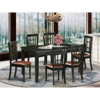 East West Furniture DUNI7-BLK-LC 7 Piece Kitchen Table & Chairs Set Consist of a Rectangle Dining Room Table and 6 Faux Leather Upholstered Dining Chairs, 36x60 Inch, Black
