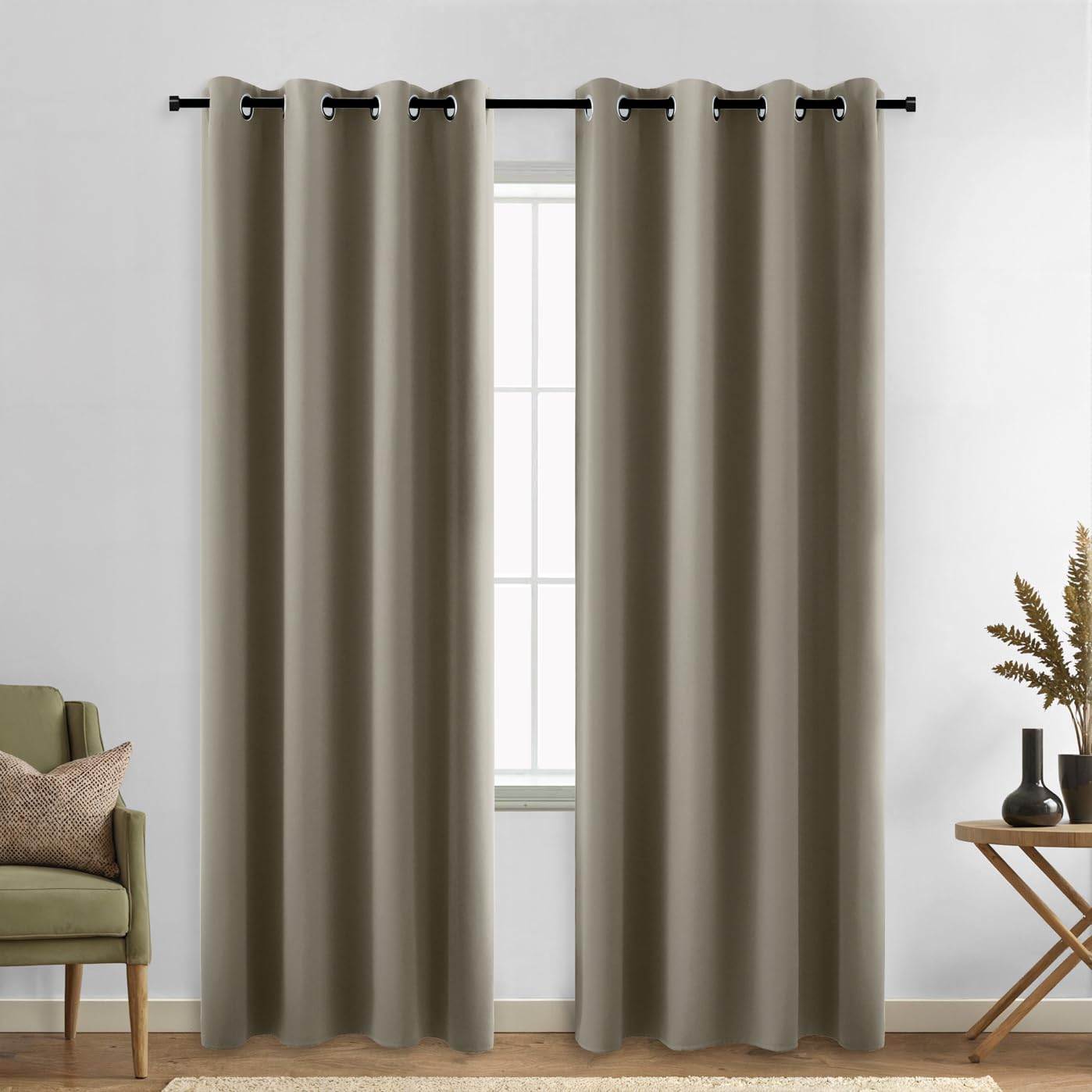 Koufall Taupe Curtains 84 Inch Length 2 Panels Set,Grommet Darkening Blackout Thermal Curtains For Winter Living Room Bedroom 84 Inches Long,Light Brown Coffee
