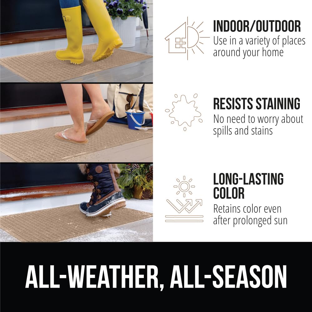 Gorilla Grip Ultra Absorbent Moisture Guard Doormat, Absorbs Up To 2.75 Cups Of Water, Stain And Fade Resistant, Spiked Rubber Backing, All Weather Mats Capture Dirt, Indoor Outdoor, 72X24, Beige