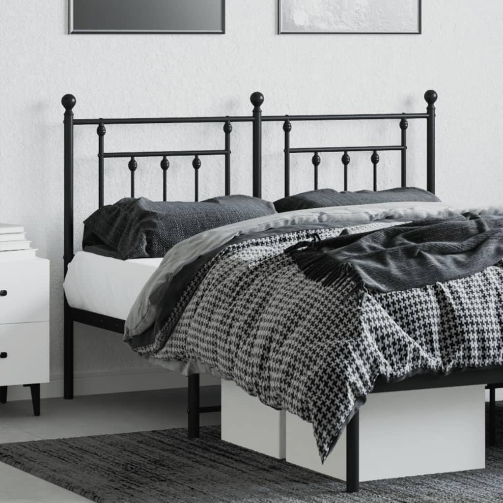 vidaXL Black Metal Headboard - Robust Steel Bed Header - Provides Excellent Back Support - Assembly Required - Suitable for 53.1&quot; Mattress Width