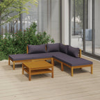 vidaXL Solid Acacia Wood Patio Lounge Set 6 Piece with Cushion Outdoor Garden Terrace Yard Balcony Wooden Sofa Seating Seat Sitting Chair Furniture