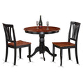 East West Furniture ANAV3-BLK-W 3 Piece Kitchen Table Set for Small Spaces Contains a Round Dining Table with Pedestal and 2 Dining Room Chairs, 36x36 Inch, Black & Cherry