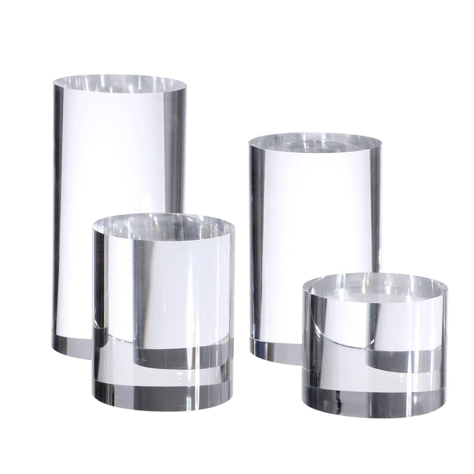 KCGANI Clear Polished Acrylic Cube Cylinder Round Photo Props, Transparent Solid Acrylic Display Blocks for Photography Boutique