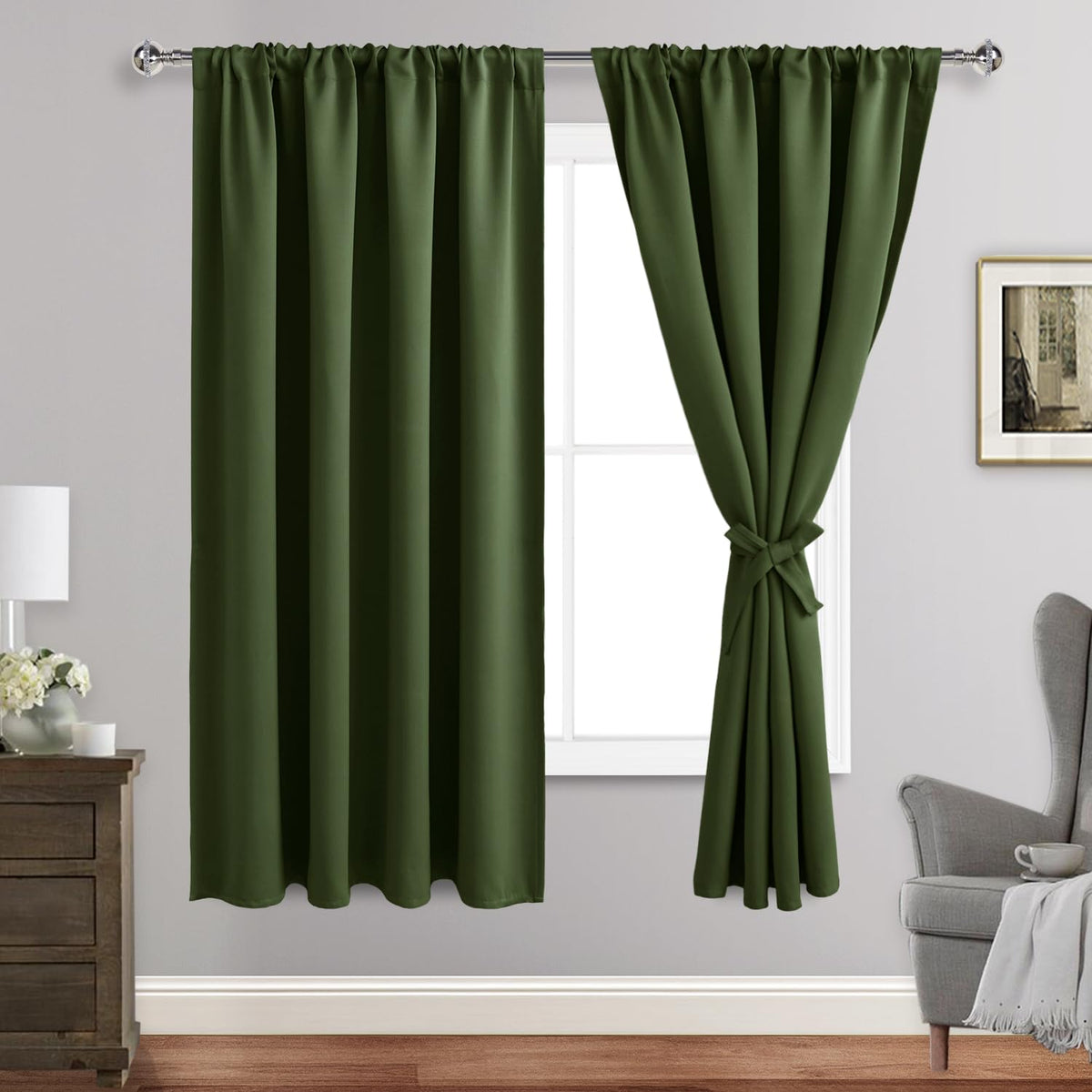 Jiuzhen Christmas Blackout Curtains For Bedroom - Thermal Insulated Room Darkening Noise Reducing, 52 X 63 Inch Length Curtains