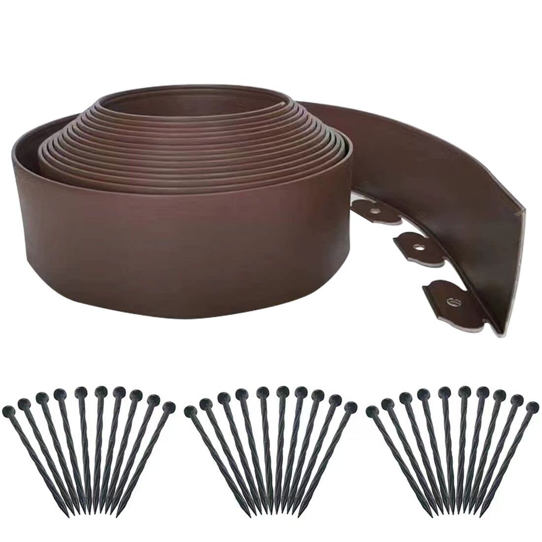 Landscape Edging 33Ft,Garden Edging Borders[Extra Tall 4In ] Flexible No Dig Lawn Edging Kit With 30Pcs Spikes,Heavy Duty Mini P