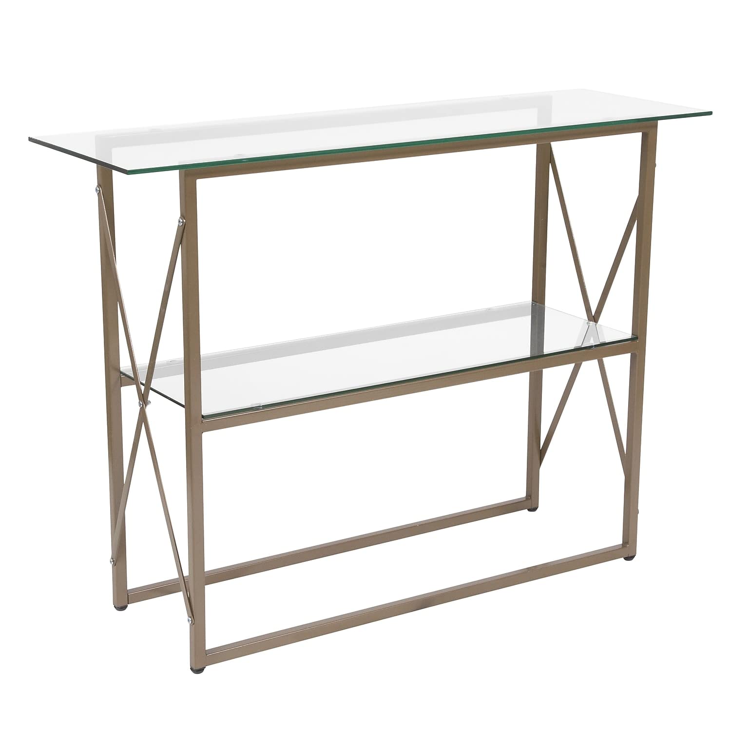 Flash Furniture Mar Vista Collection Glass Console Table With Matte Gold Frame
