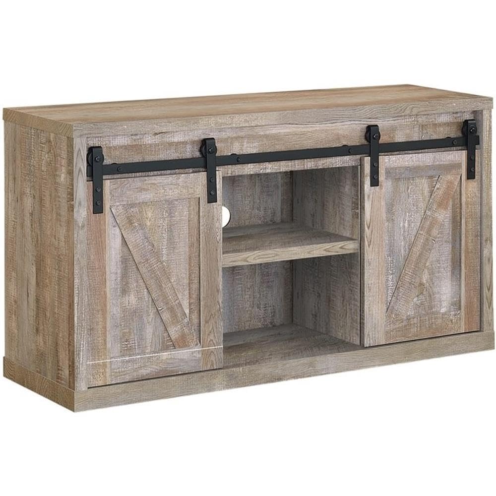 Coaster Furniture Brockton Rustic Farmhouse 48&quot; TV Stand Media Console Sliding Barn Door Black 723281