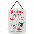 Peanuts Snoopy and Lucy Meet Me Under the Mistletoe Hanging Wood Wall Decor - Cute Peanuts Christmas Decoration