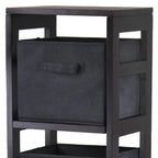 Winsome Wood Capri Wood 4 Section Storage Shelf with 4 Black Fabric Foldable Baskets