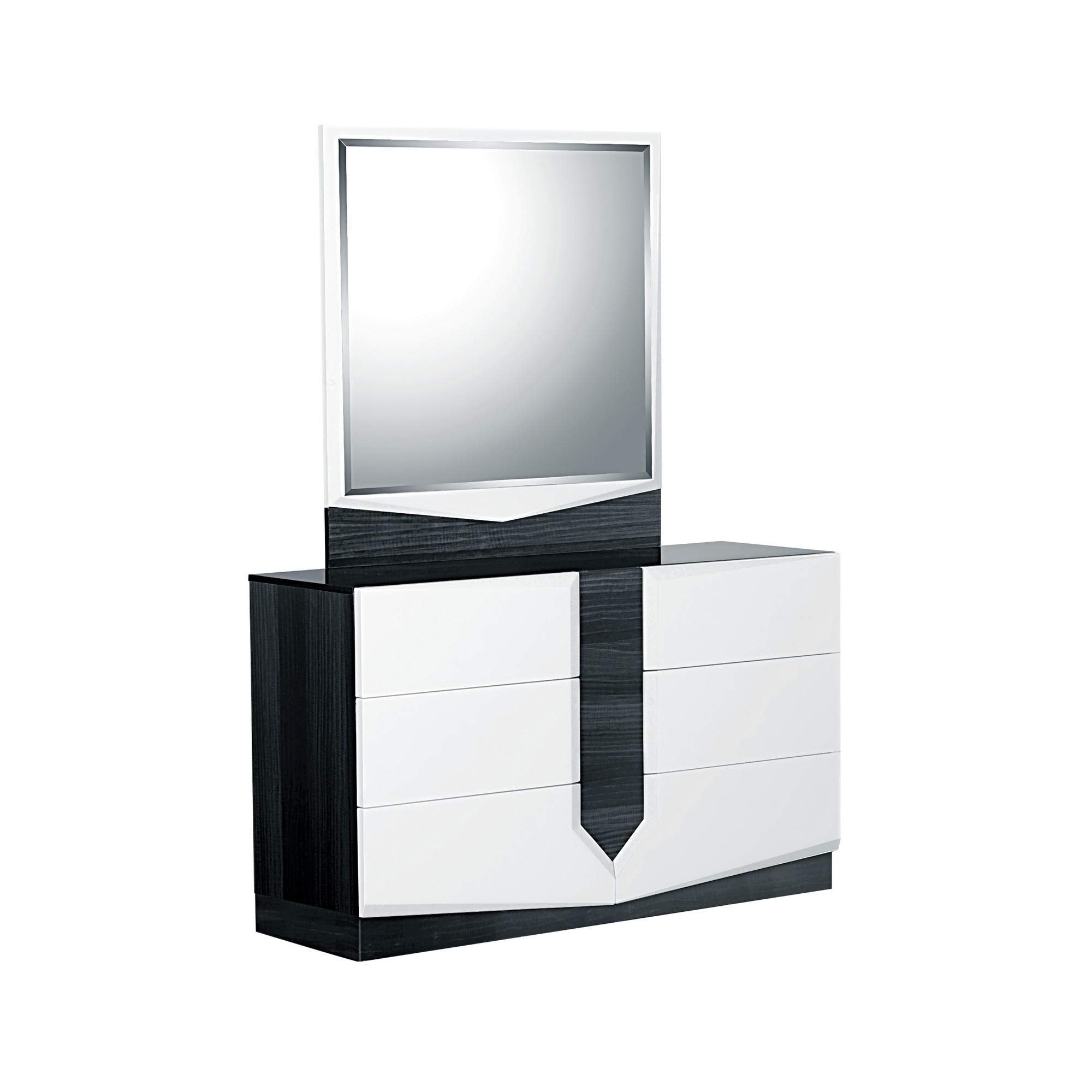 HomeRoots White, Grey Wood White and Grey Dresser with 6 Drawer