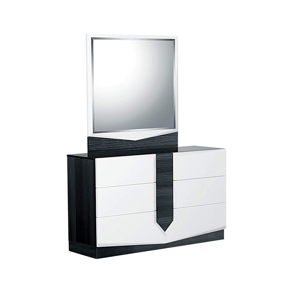 HomeRoots White, Grey Wood White and Grey Dresser with 6 Drawer