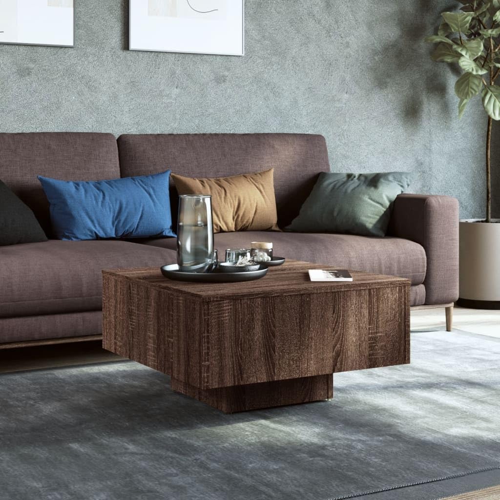 Vidaxl Smoked Oak Coffee Table - Engineered Wood Side Table For Living Room, Lounge, Bedroom - Compact And Versatile Design - Damp Cloth Cleaning