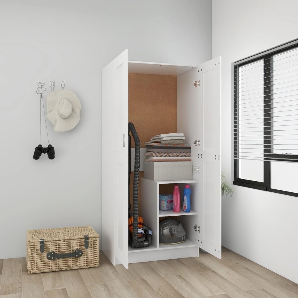 vidaXL Wardrobe White 32.5&quot;x20.3&quot;x70.9&quot; Engineered Wood