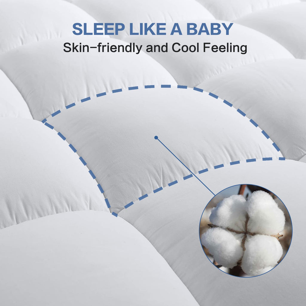 Cohome Twin Xl Mattress Topper Extra Thick Cooling Mattress Pad 400Tc Cotton Top Plush Down Alternative Fill Pillow Top Mattress