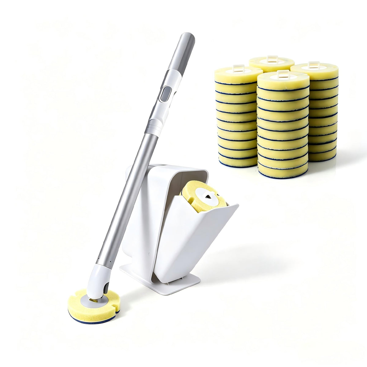 Eyliden Disposable Toilet Brush Set, Wand with 40 Refills & Holder