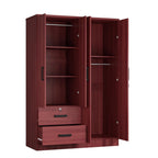 Woodpeckers Furniture And Mattress 4 Doors Wardrobe 2 Drawers with Shelves 72" high (Mahogany)