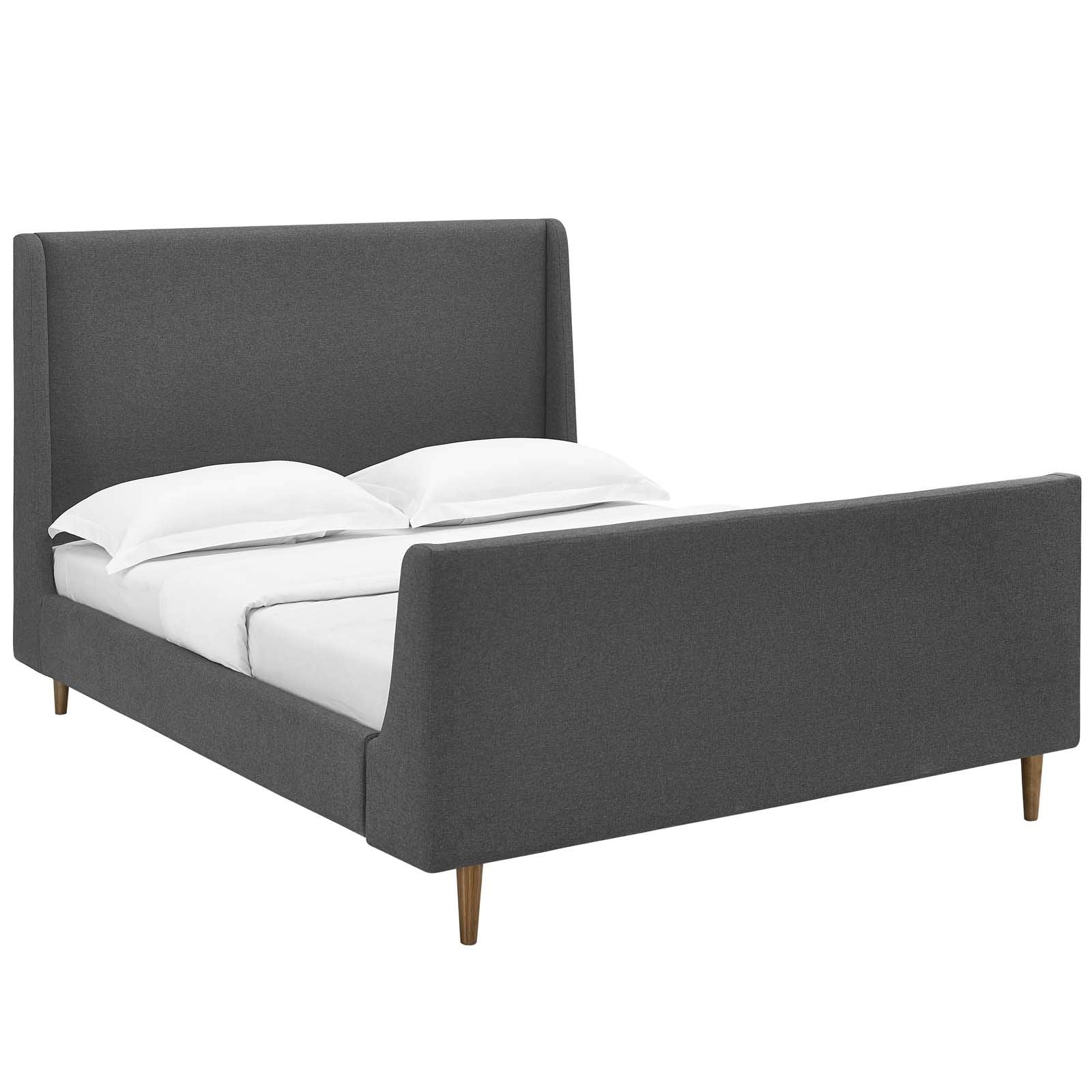 Modway Aubree Upholstered Fabric Sleigh Queen Platform Bed In Gray