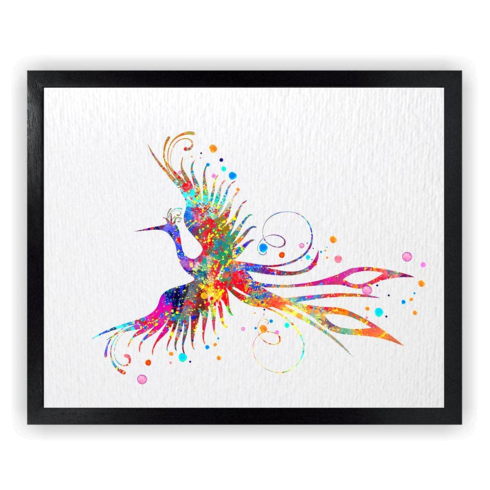 Dignovel Studios 11X14 Unframed Phoenix Bird Watercolor Illustrations Art Print Wall Art Poster Giclee Wall Decor Art Home Decor