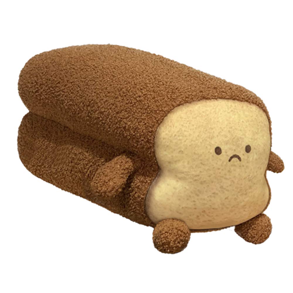 Dentrun Toast Sliced Bread Pillow, Stuffed Bread Shape Plush Pillow, Facial Expression Soft Toast Bread Food Plushies Fun Sofa C
