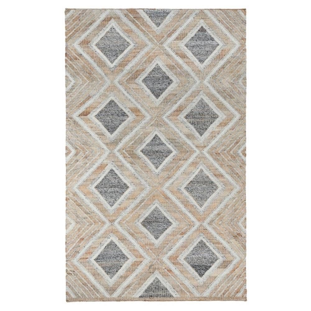 Kosas Home Lagos 96 X 120 Geometric Jute & Wool Area Rug In Blue/Beige
