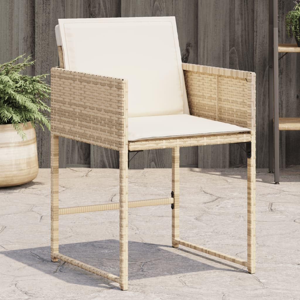 vidaXL Patio Chairs - Cushions Included, Beige Poly Rattan, Outdoor Furniture, 4-Piece Set - Compact Foldable Chairs with Removable Covers