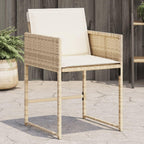 vidaXL Patio Chairs - Cushions Included, Beige Poly Rattan, Outdoor Furniture, 4-Piece Set - Compact Foldable Chairs with Removable Covers