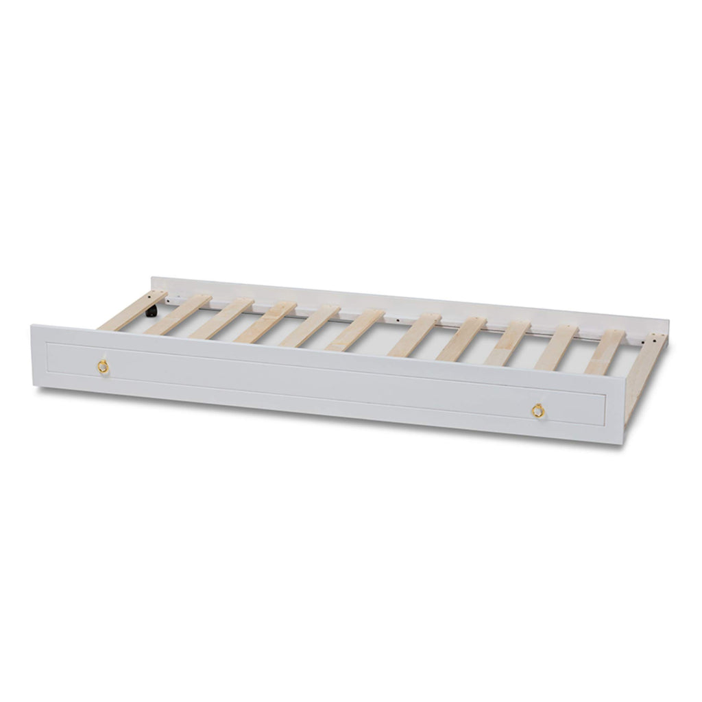 Baxton Studio Alya Classic Traditional Farmhouse White Finished Wood Twin Size Trundle