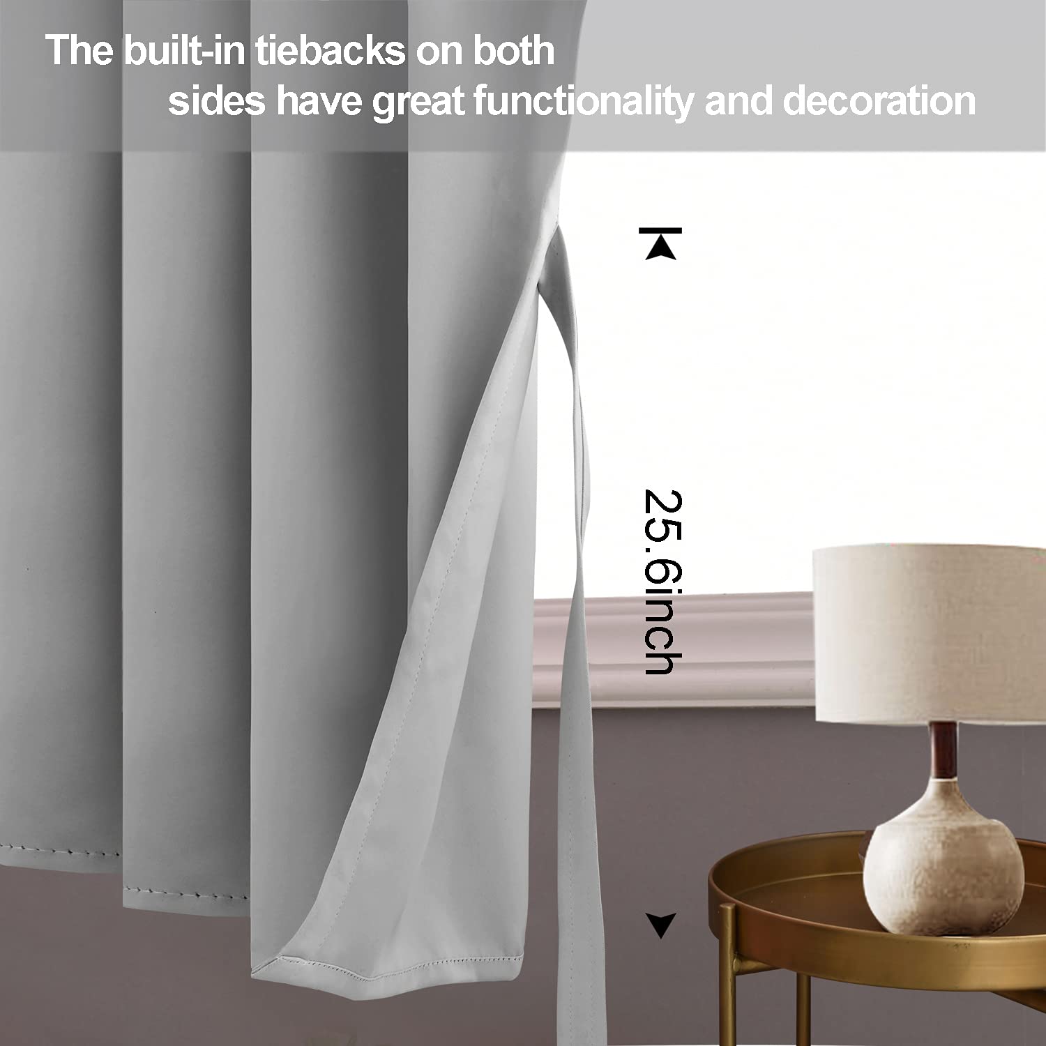 Jiuzhen Silver Grey Blackout Curtains With Tiebacks Thermal Insulated, Light Blocking And Noise Reducing Grommet Curtains For And Living Room, Set Of 2 Window Curtain Panels, 52 X 45 Inch Length
