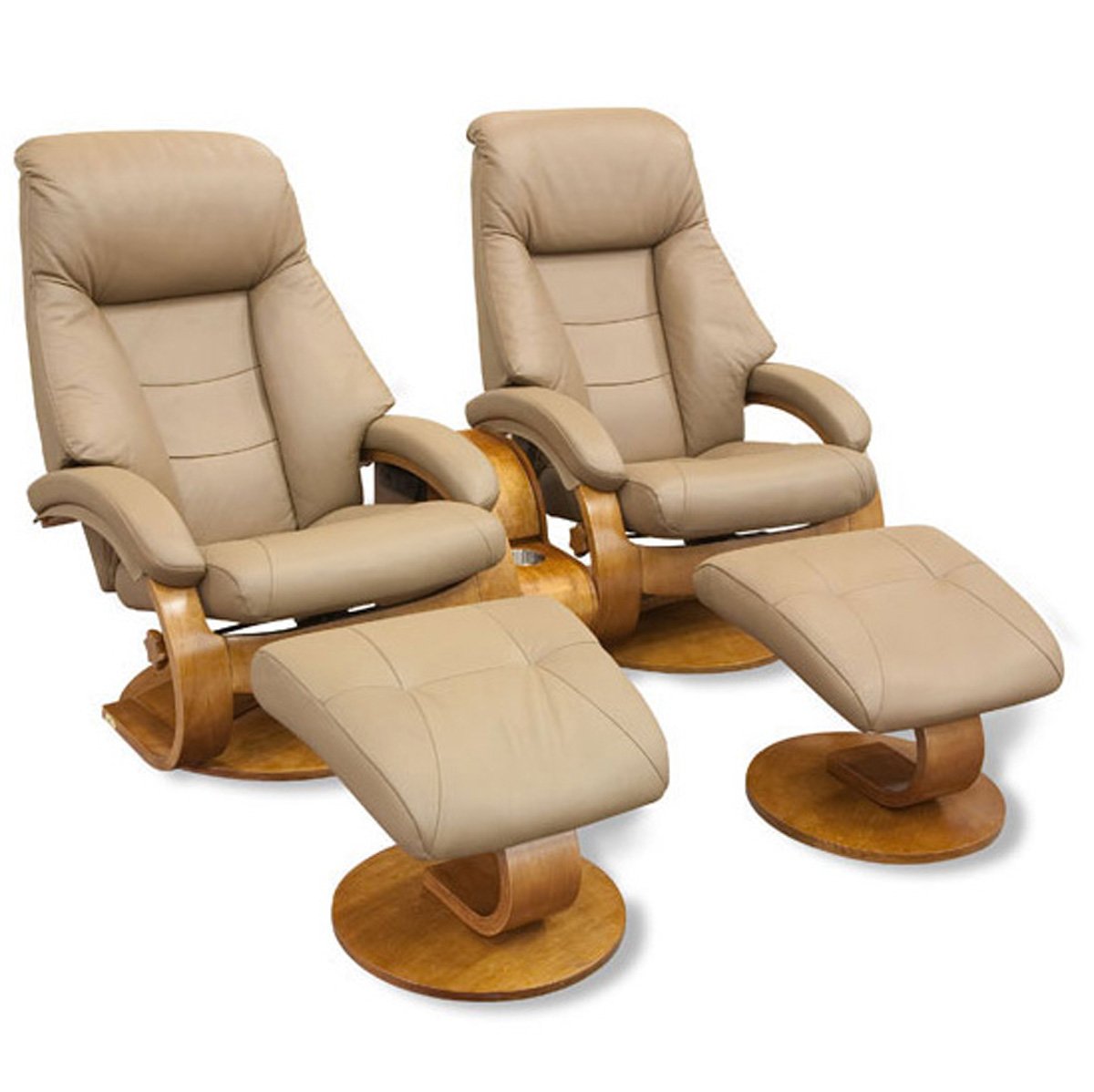 Mac Motion Chairs Collection By Mac Motion Mandal Top Grain Leather Oslo Recliner And Ottoman, Sand (Tan)