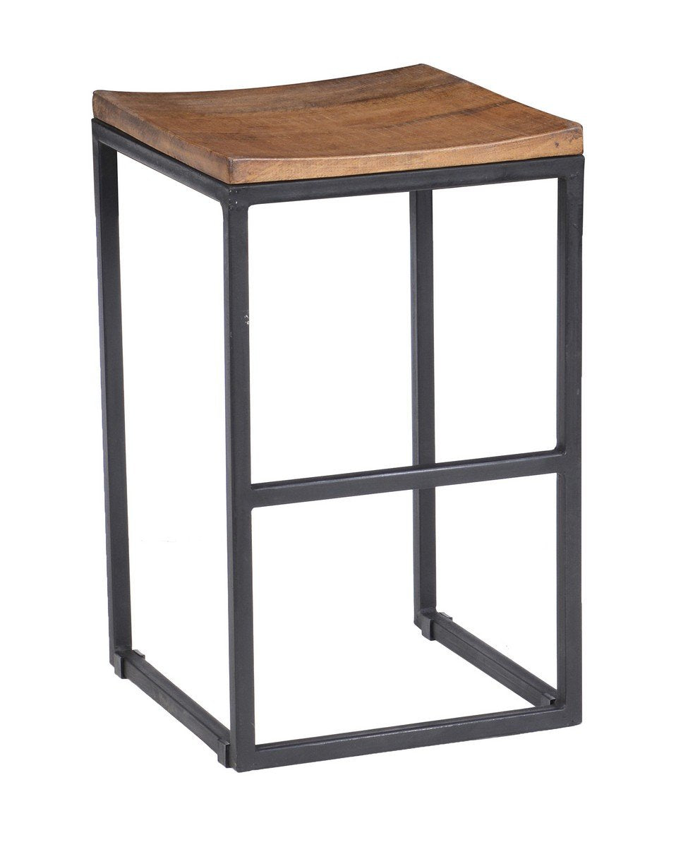 Kosas Home Pl11553 Davidson Counter Stool, 24&quot;, Hand-Distressed Natural Finish With Black Base