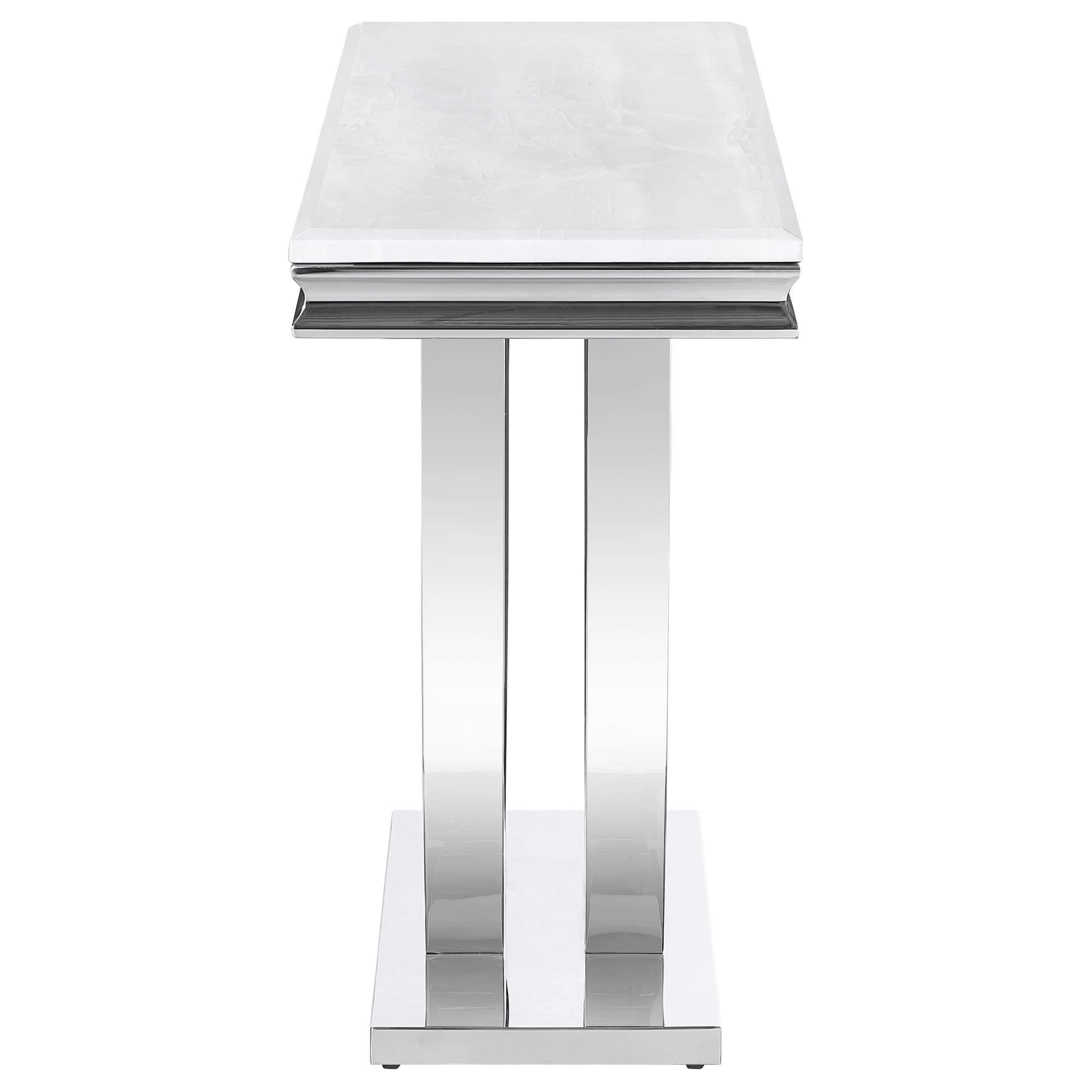 Coaster Home Furnishings Adabella U-Base Rectangle Sofa Table White and Chrome