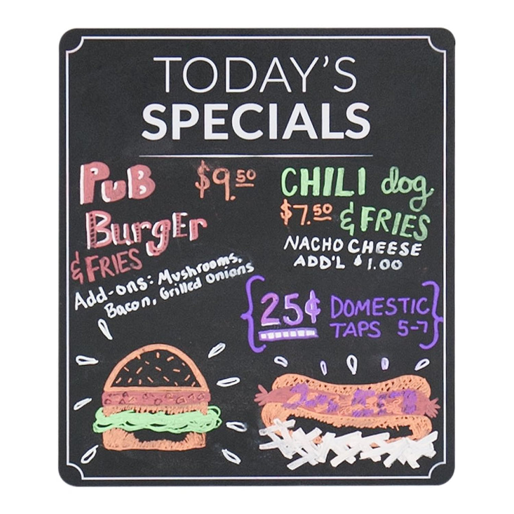 SBLABELS Restaurant Menu Sign Blackboard 10" x 12" Acrylic Black White