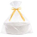 GIFTEXPRESS White Woven Gift Basket, Clear Cellophane Bag & Ribbon - 13' x 8' x 5' Cotton Rope Empty Decorative Gifting Baske