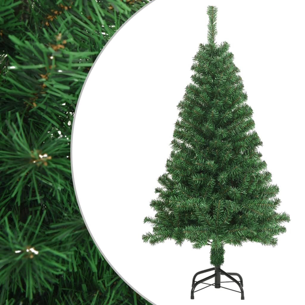 vidaXL 4-ft Artificial Christmas Tree with Thick Branches, Sturdy Metal Stand, Green PVC Material, Suitable for Indoor and Outdoor Use