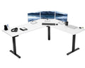 VIVO Electric Height Adjustable 75 x 63 inch Corner Stand Up Desk, White Table Top, Black Frame, L-Shaped Standing Workstation, 