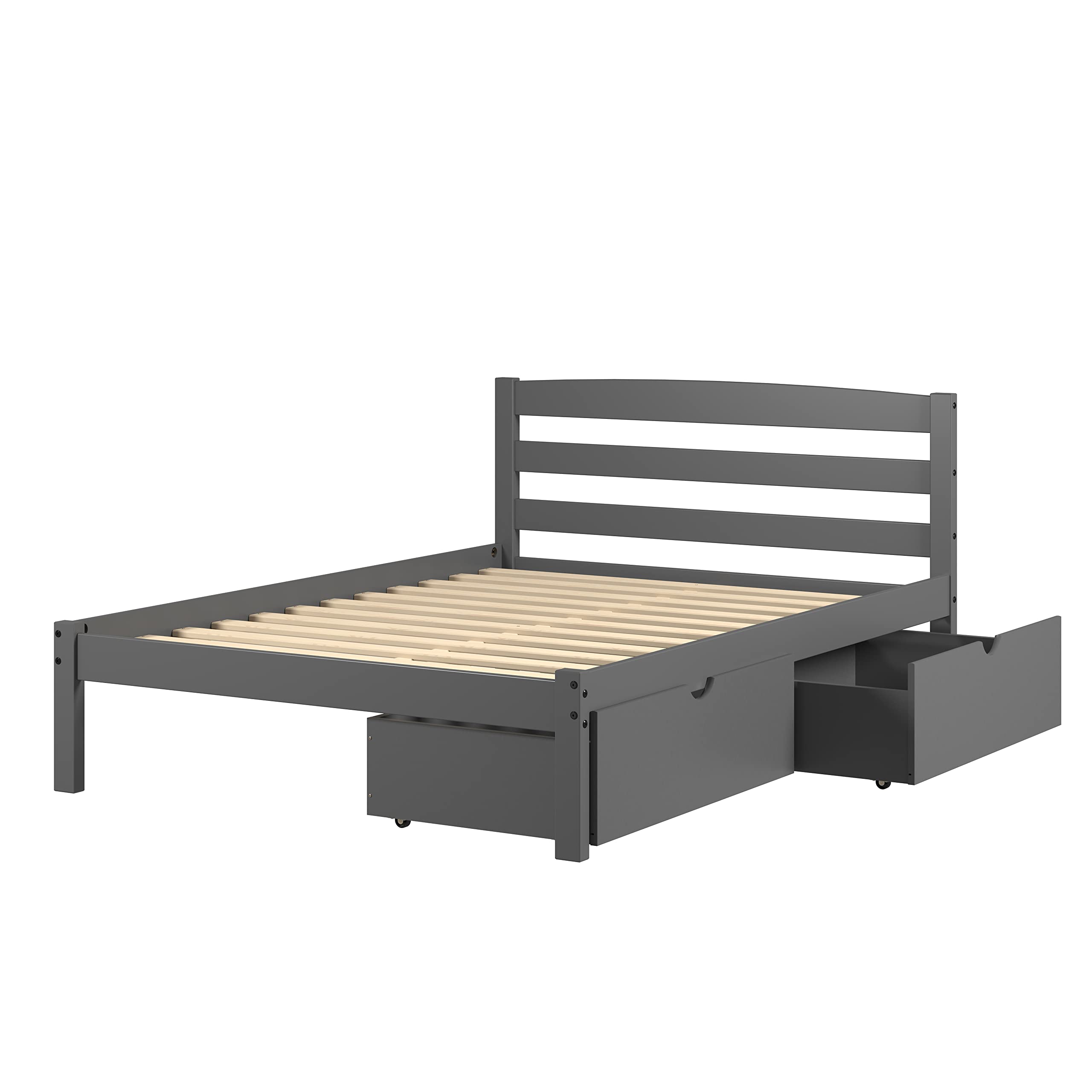Donco Kids Full Econo Bed with Dual Under Bed Drawers Dark Grey Finish