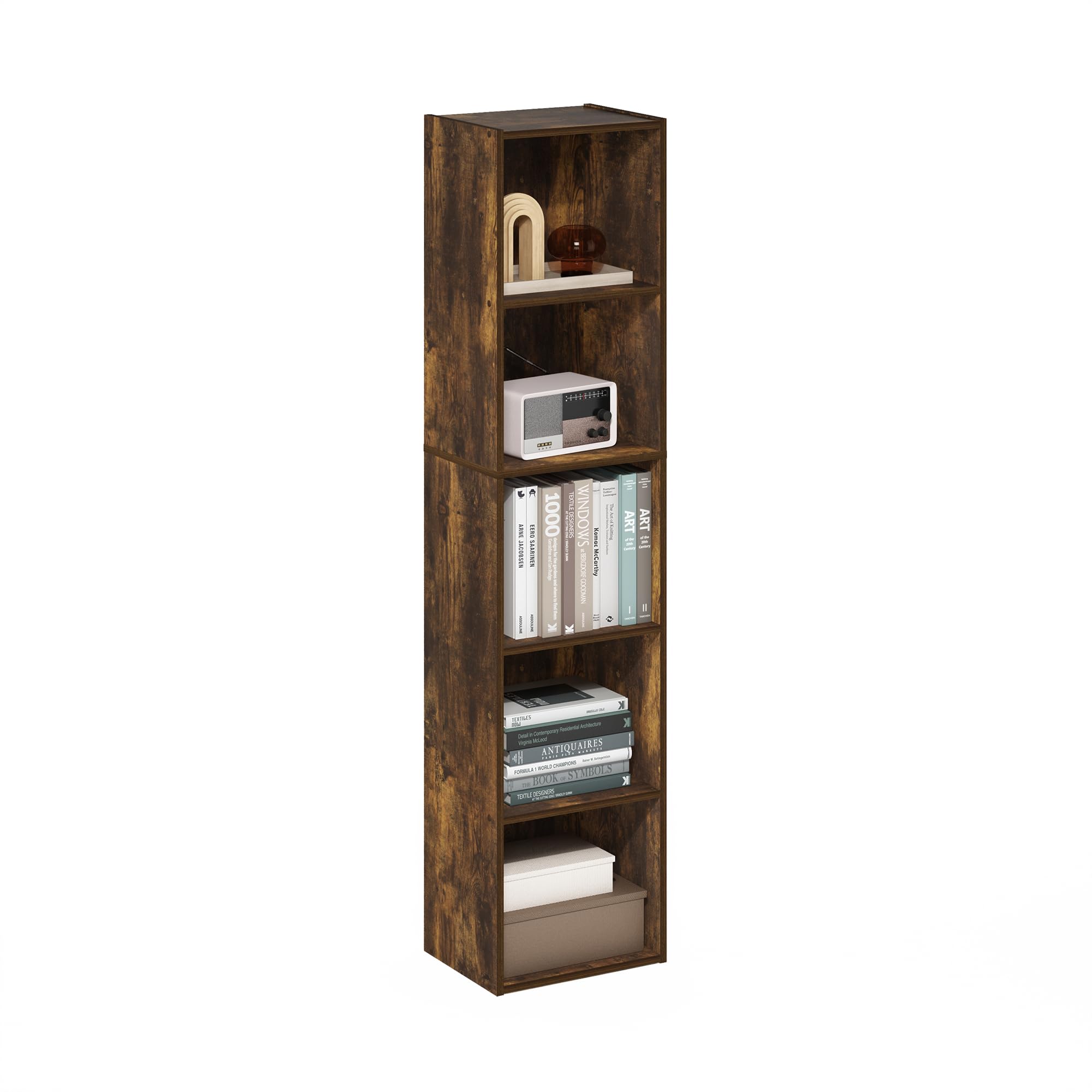 Furinno Pasir 5-Tier Open Shelf Bookcase, Amber Pine