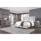 Acme Artesia Tufted Fabric Queen Bed in Tan and Salvaged Natural