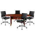 Flash Furniture Lake 5 Piece Cherry Oval Conference Table Set With 4 Black Leathersoft Ribbed Executive Chairs